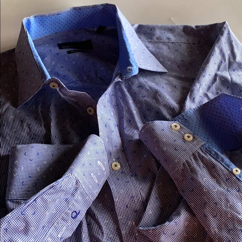 Quieti 100% Fine Cotton Contrast Detail Shirt XL